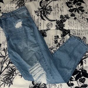 Celebrity Pink Light Blue Distressed Skinny Jeans